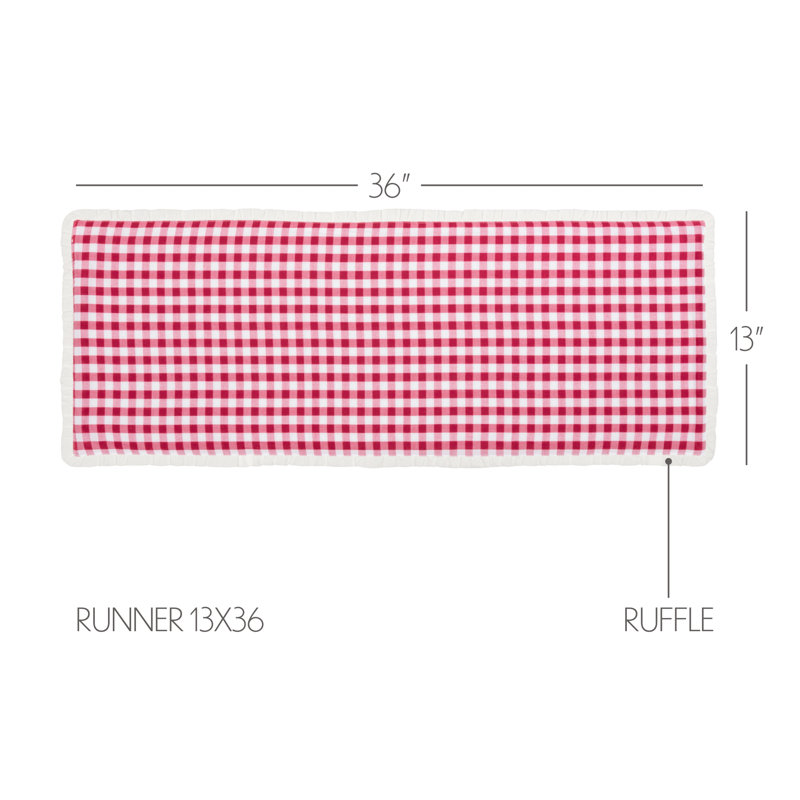 Chemin de table Festive Finds Gingham, l 13 po x L 36 po, Rouge