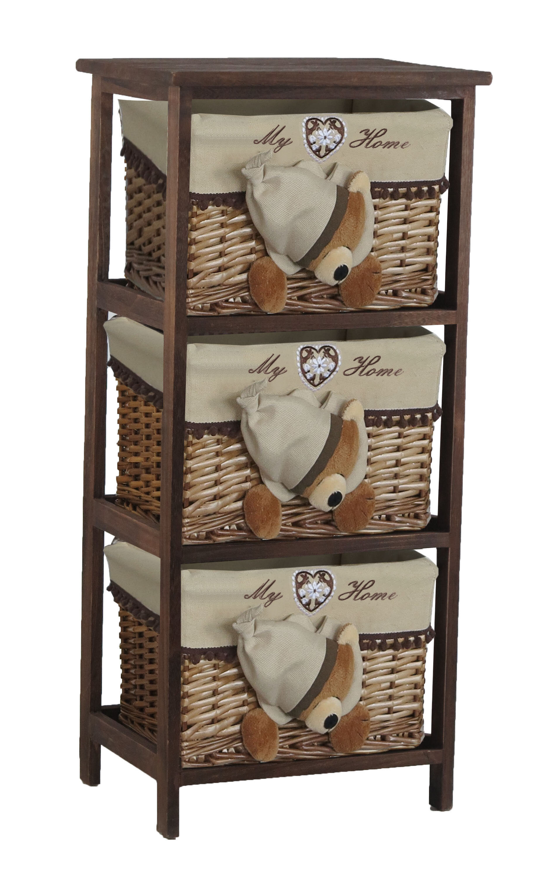 Winston Porter Stella 3 Tier Standing Wicker Storage Rack, Hand