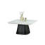 Ensemble de table 3 pièces de style contemporain avec plateau en faux marbre et bords arrondis doux pour les salons modernes