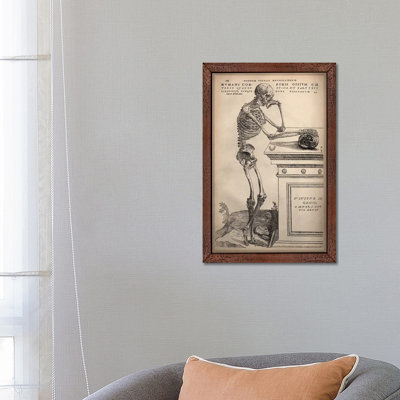 De Humani Corporis Fabrica Skeleton Standing by Vesalius - Print on Canvas