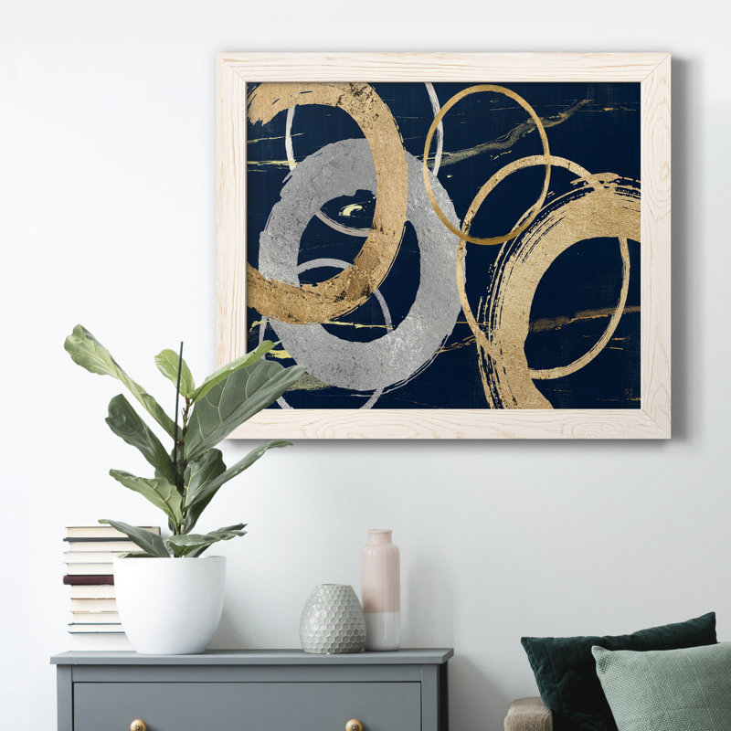 Atmosphere II dorée - peinture sur toile encadrée, H 24 po x l 18 po x P 1,5 po, Blanc