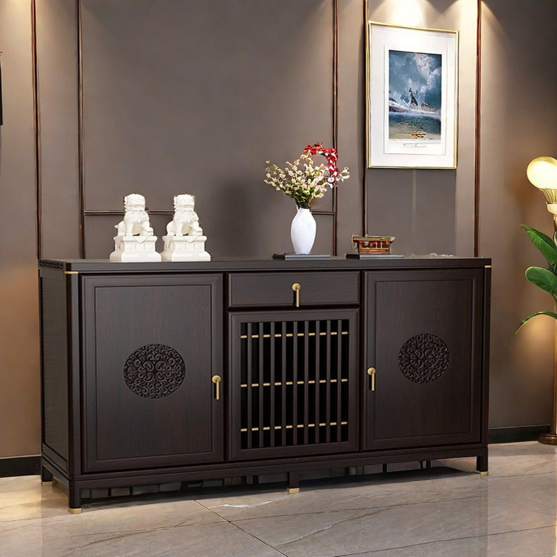 Chinese Style Solid Wood Sideboard, Brown