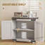 Buffet, ferme moderne avec porte de grange et amp; Tablette réglable, blanc vieilli Brun | Bois manufacturé de qualité P2 | Pieds en pin massif