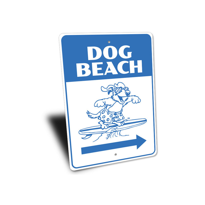 Plaque en aluminium Dog Beach, H 18 po x l 12 po x P 0,06 po