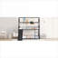 Lit superposé simple au-dessus d'un lit simple en métal noir profond, de style maisonnette avec glissoire pour chambre d'enfant