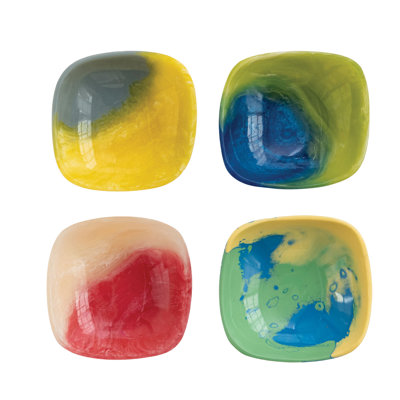 Marbled Resin Catchall Dish in Colorful Swirl