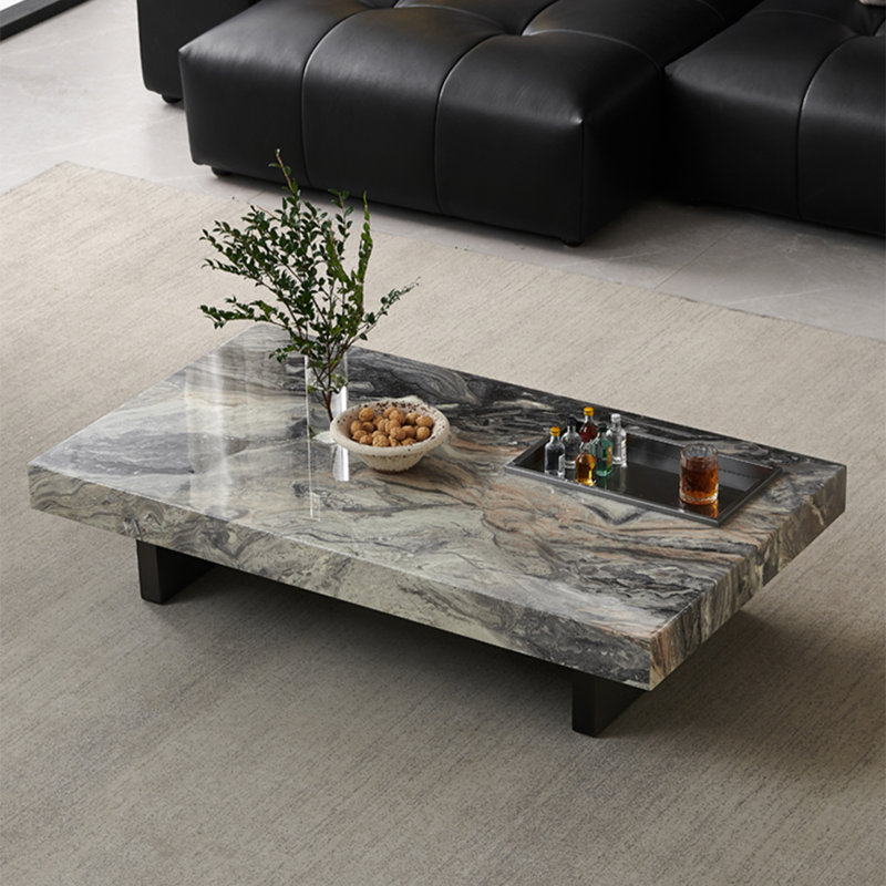 Table basse rectangulaire simple en marbre, H 13,8 po x L 55,1 po x l 31,5 po
