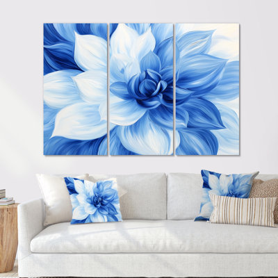 Velours bleu fleurs de cactus I - ensemble d'art mural floral cactus