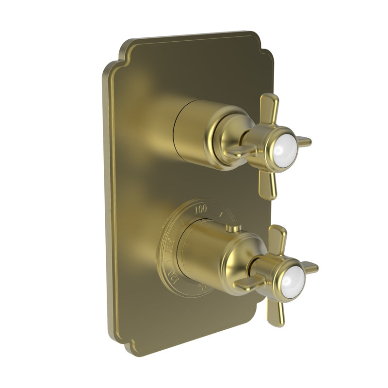 Fairfield 1/2" Square Thermostatic Trim Plate With Handle, Satin Brass (PVD)
