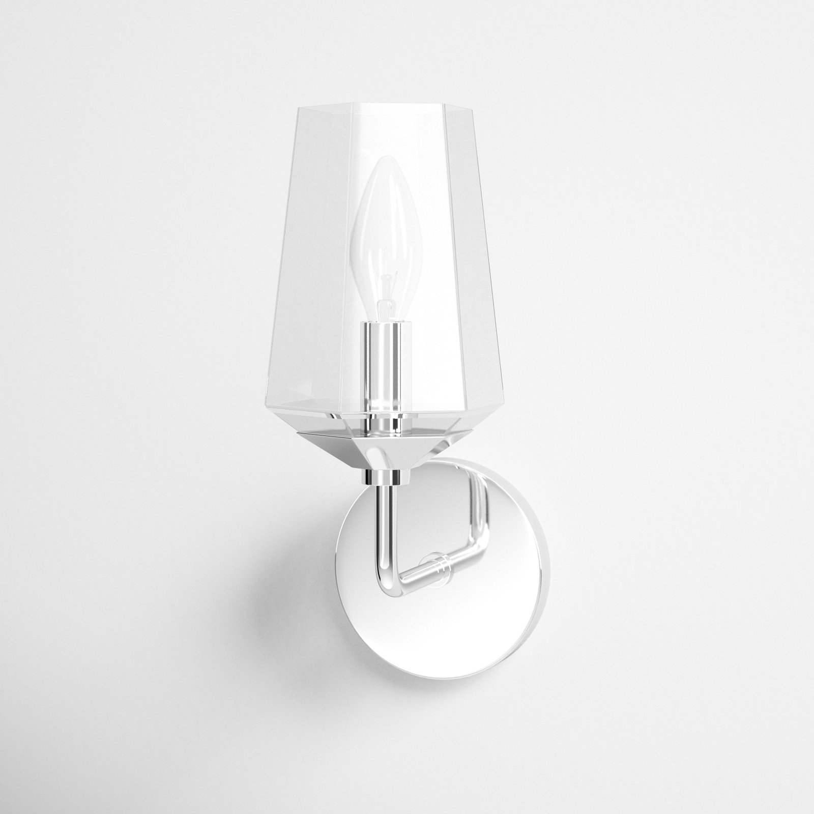 Mauricio Single Transparent Dimmable Bath Sconce, Polished Nickel