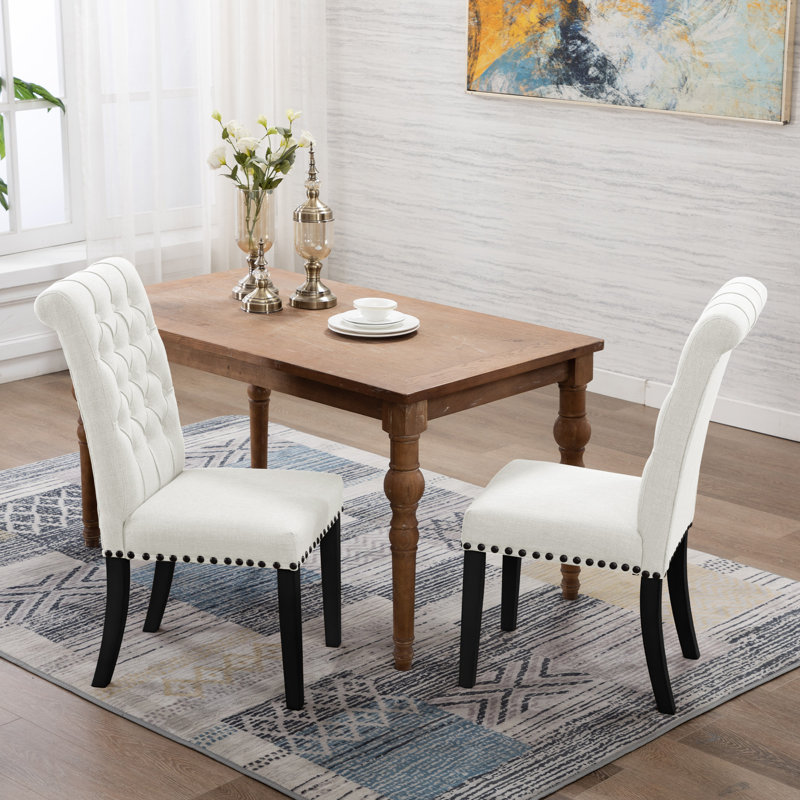 Chaise parsons capitonnée beige rembourrée, Beige