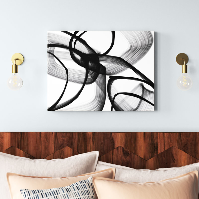 'Abstract Poetry in Black and White 100' by Irena Orlov, Modern Abstract Gallery Canvas Wall Art, 36" H x 48" W, No Frame