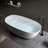57″Solid Surface Tub, Solid Surface Soaking Tub, Stone Resin Freestanding Bathtub, Thick Edge Stand Alone Tubs With Overflow, Pop-Up Drain(Oval)-120198446