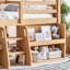 Lit mezzanine double avec conception de maisonnette, tablettes de rangement, escalier, aucun sommier nécessaire, idéal pour les chambres d'enfants et l'imagination (sans matelas)