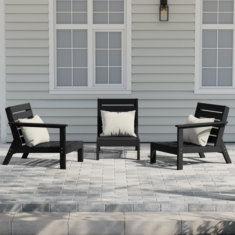 3-Piece Deep Seating Set, Black