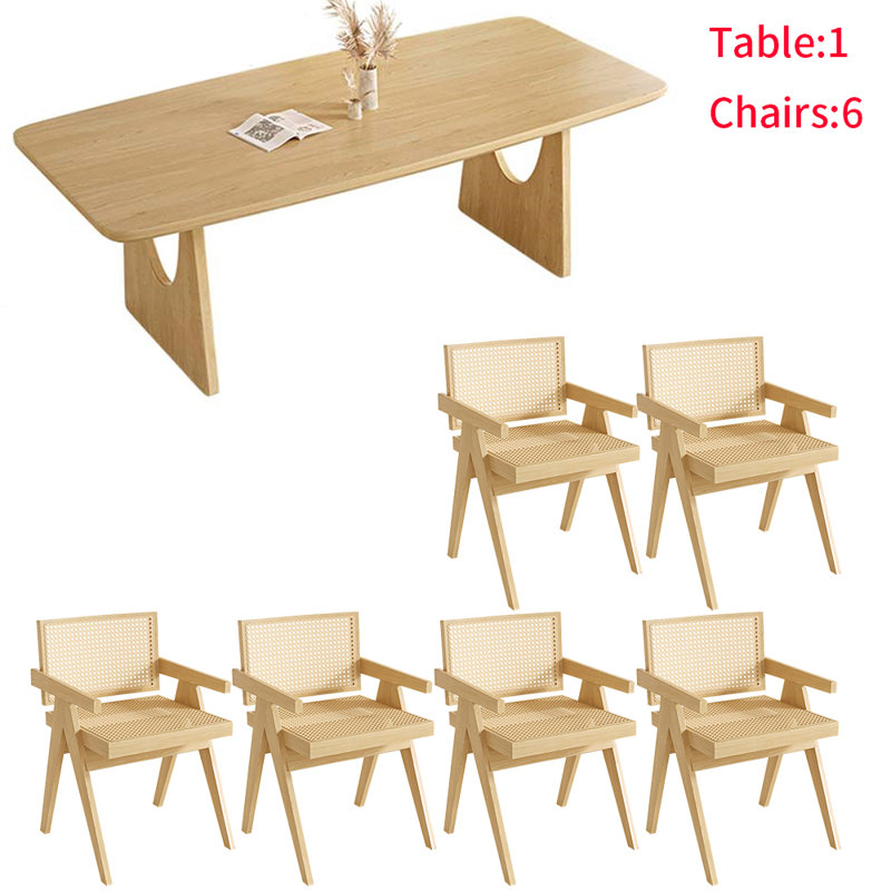 Ensemble de table de salle à manger en bois massif de style japonais