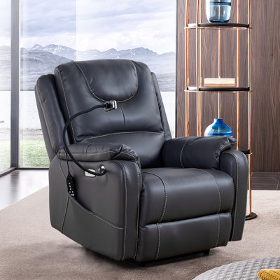 Zero Gravity Power Recliner With Comfortable Lying Degree, Massage, Heating And Phone Holder, Side Pockets, USB Charge Ports