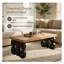 Table basse rectangulaire, base à volutes noire, petite table solide avec double piédestal, design rétro sculpté, plateau de table spacieux, style maison de campagne moderne.-130187113