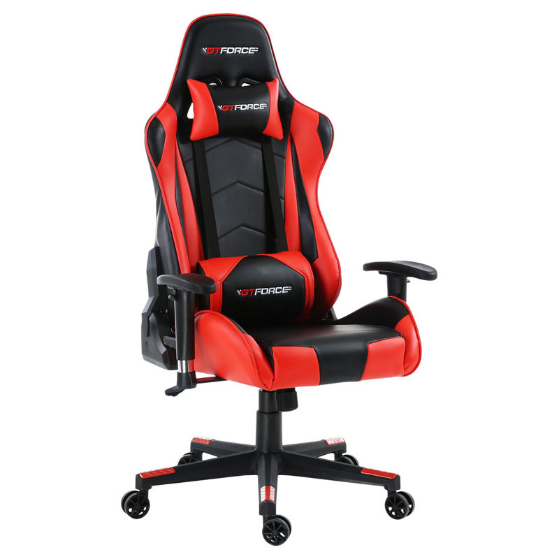 Brayden Studio Forcier Reclining Faux Leather PC & Racing Game Chair, Red/Black