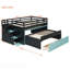 Lit double mezzanine double avec bureau coulissant et lit gigogne simple, lit superposé multifonctionnel avec 2 tiroirs de rangement et marches de rangement, jeu de lit et poste de travail peu encombrant-133411613