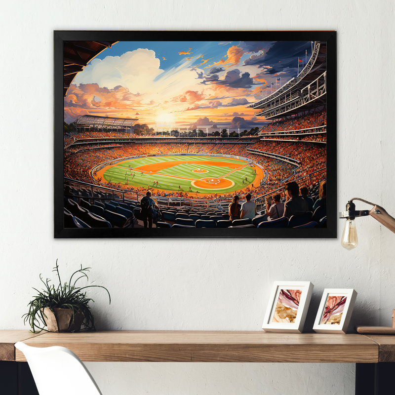 «The Anticipation Of The Game Stadium», reproduction sur toile, Cadre simple noir, H 24 po x l 32 po x P 1 po