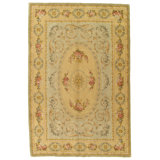 Savonnerie Wool Oriental Area Rug in Beige
