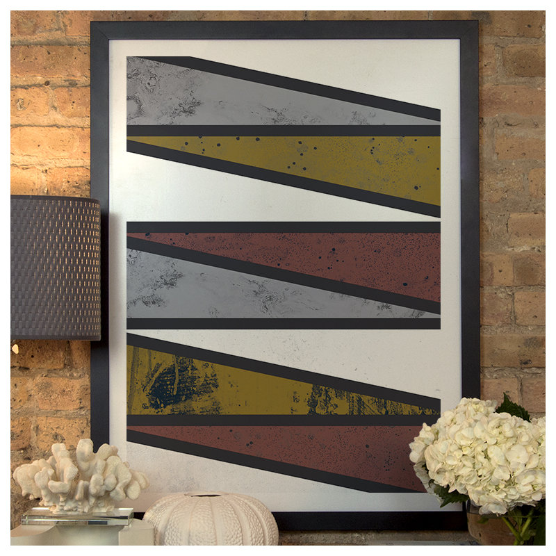 « 90 degree triangles ii »-impression sur papier, H 24 po x l 16 po x P 1 po, Papier encadré noir