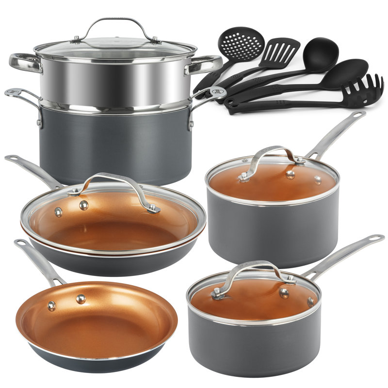 Batterie de cuisine antiadhésive avec ustensiles 15 pièces Gotham Steel