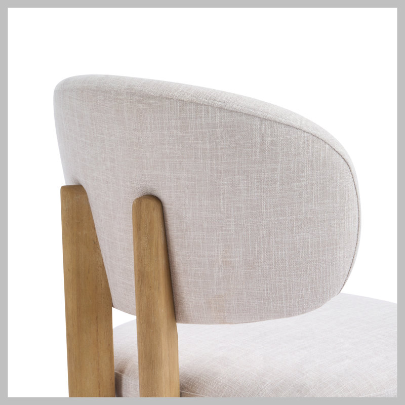 Ensemble de 2 chaises de salle à manger rembourrées beige avec cadre naturel scandinave, 2, Bois naturel