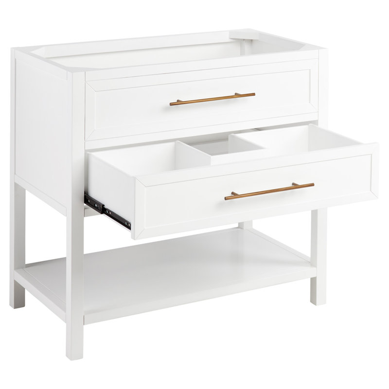 36" Robertson Single Bathroom Vanity Set with Rectangle Undermount Sink, Carrara Marble, Single Hole, White