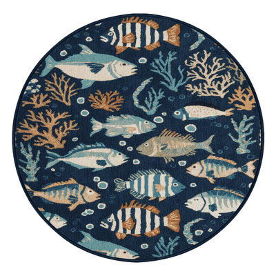 Washable Sea Life Nautical Area Rug