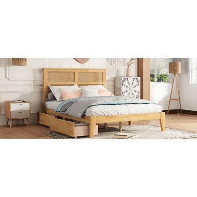 Full Size Bed With Breathtaking Headboard In White Oak Look Intriguing Bedroom