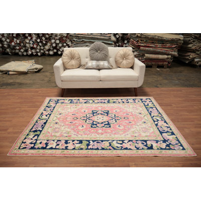 Tapis rose teint à la main Oushak 5 x 7
