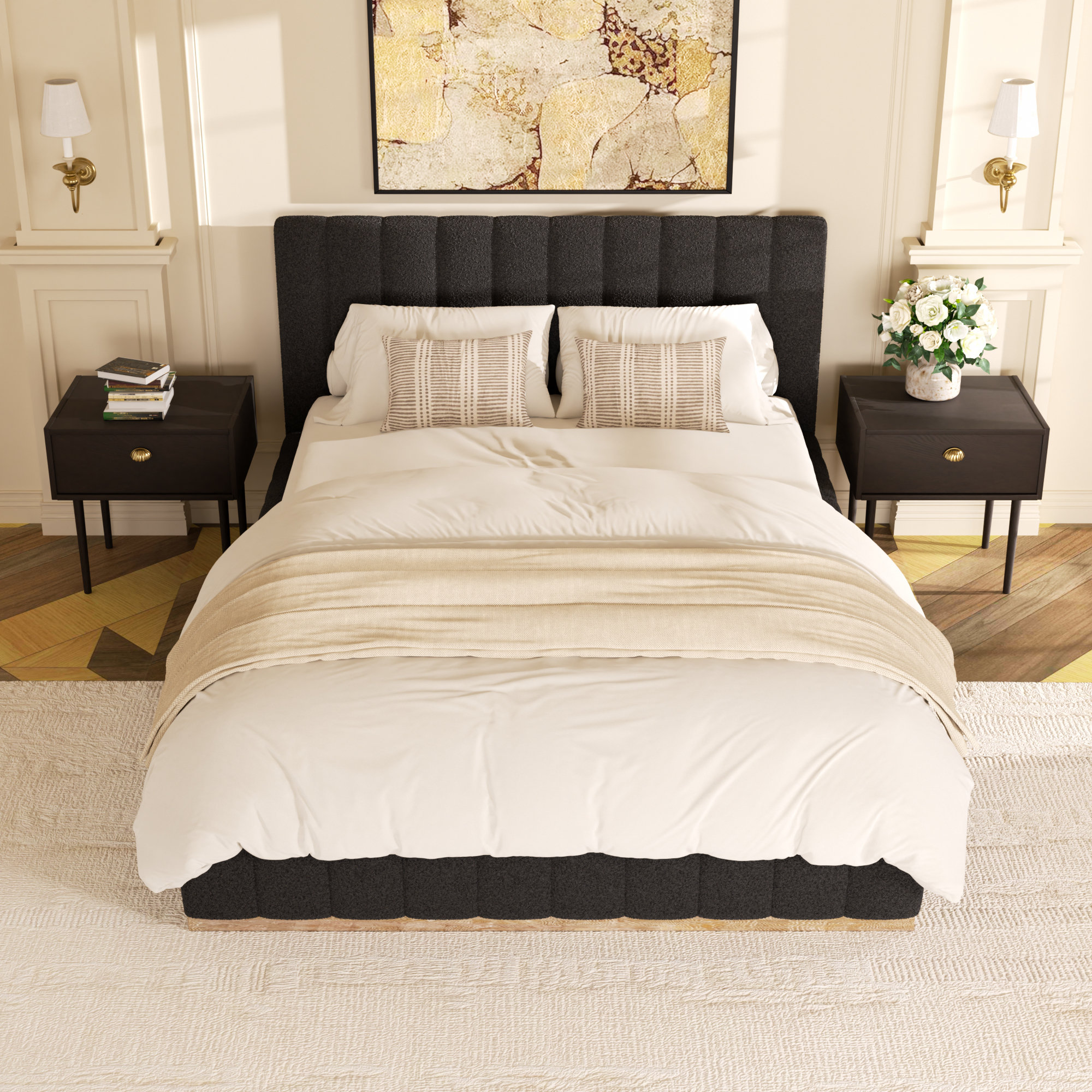 Braesyn Upholstered Bed, Black, Queen
