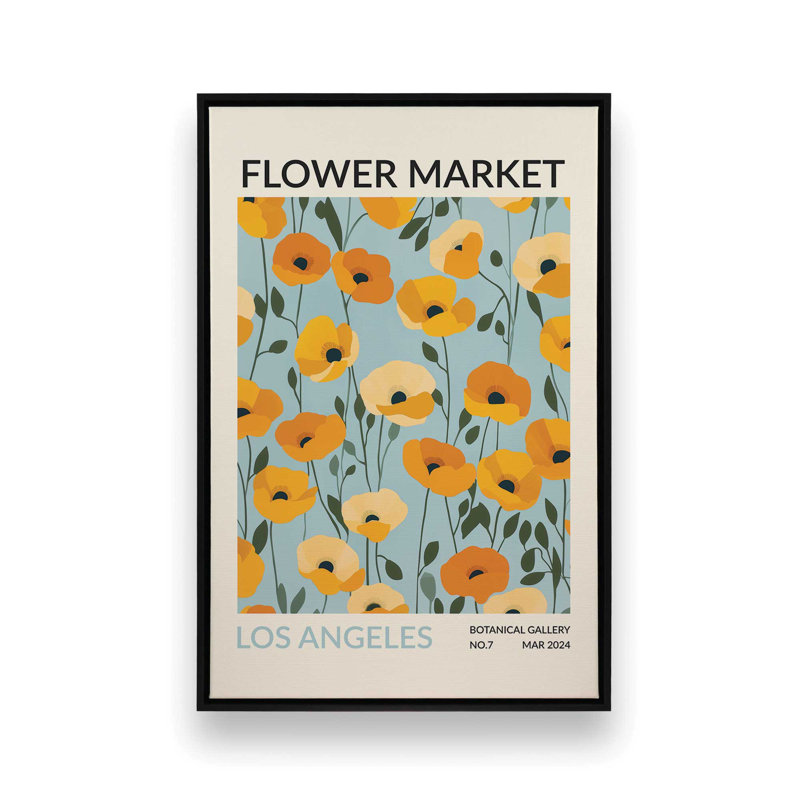 Marché aux fleurs de Los Angeles, Cadre flottant noir satiné, H 30,75 po x l 20,75 po