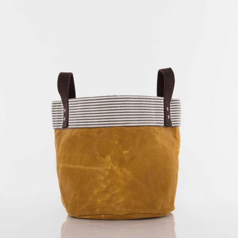 Bac de rangement en tissu ciré, Petit, Jaune