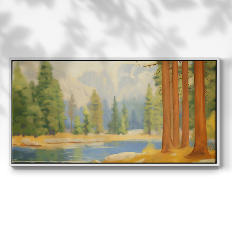 «Landscape Series» -IL- Toile tendue avec châssis encadré - Prêt à accrocher, H 17 po x l 33 po, Blanc