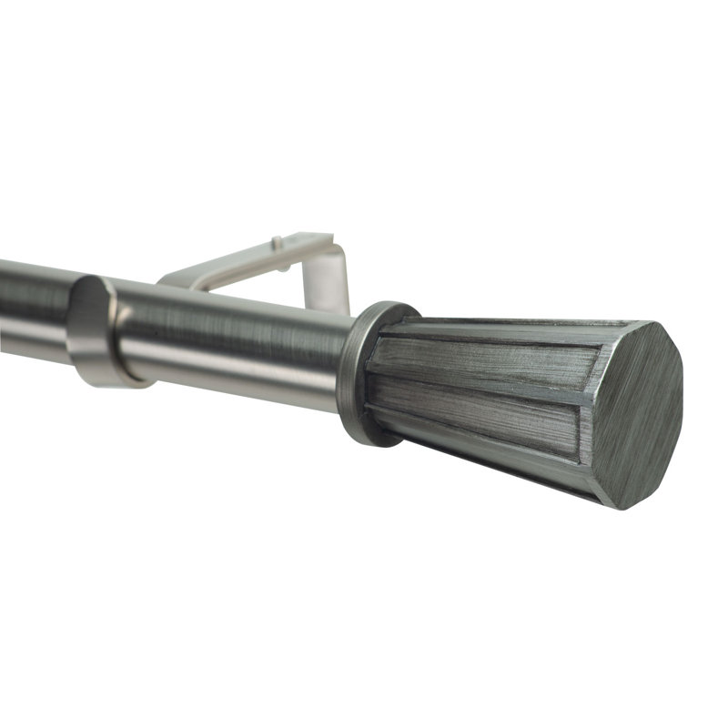 Tringle à rideaux simple Sandra, H 3,5 po x l 120 po x P 5,25 po, Argent antique
