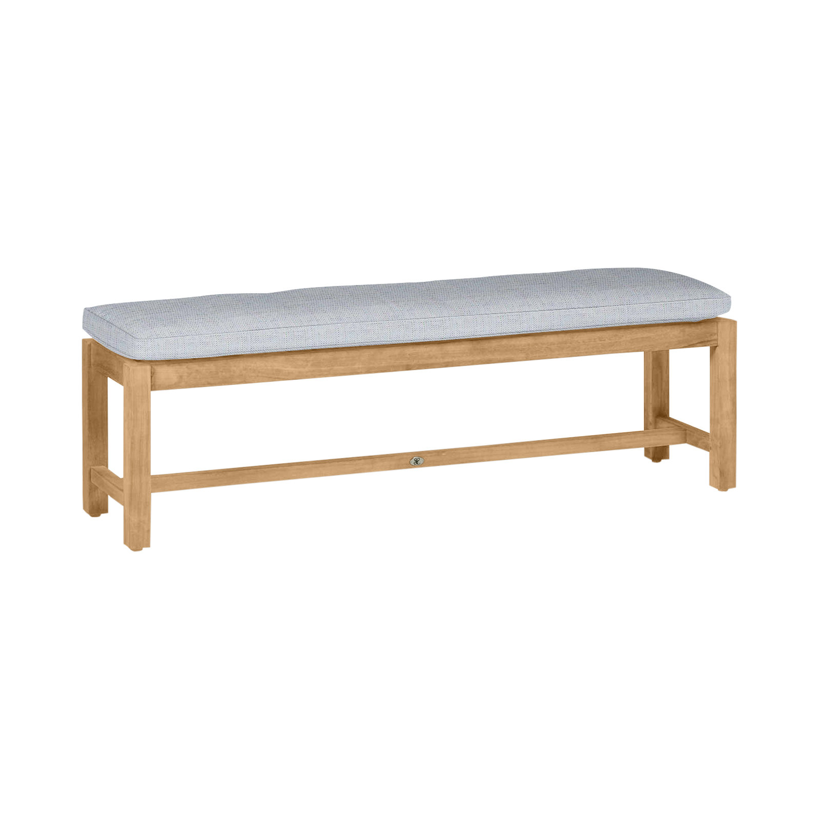 Club Outdoor Backless Bench 59 in., No Welt, Natural Teak, Linen Chambray