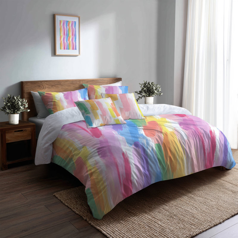 Ensemble de literie colorée 5 pièces Teens - Ensemble de housse de couette et coussin décoratif