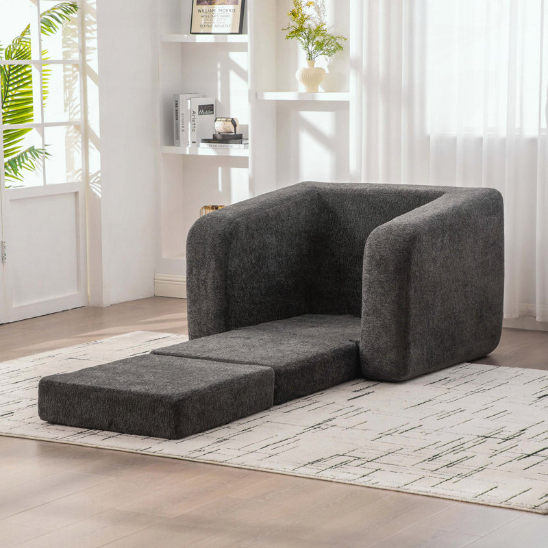 Canapé-lit pliable convertible - Chenille - Gris, Gris