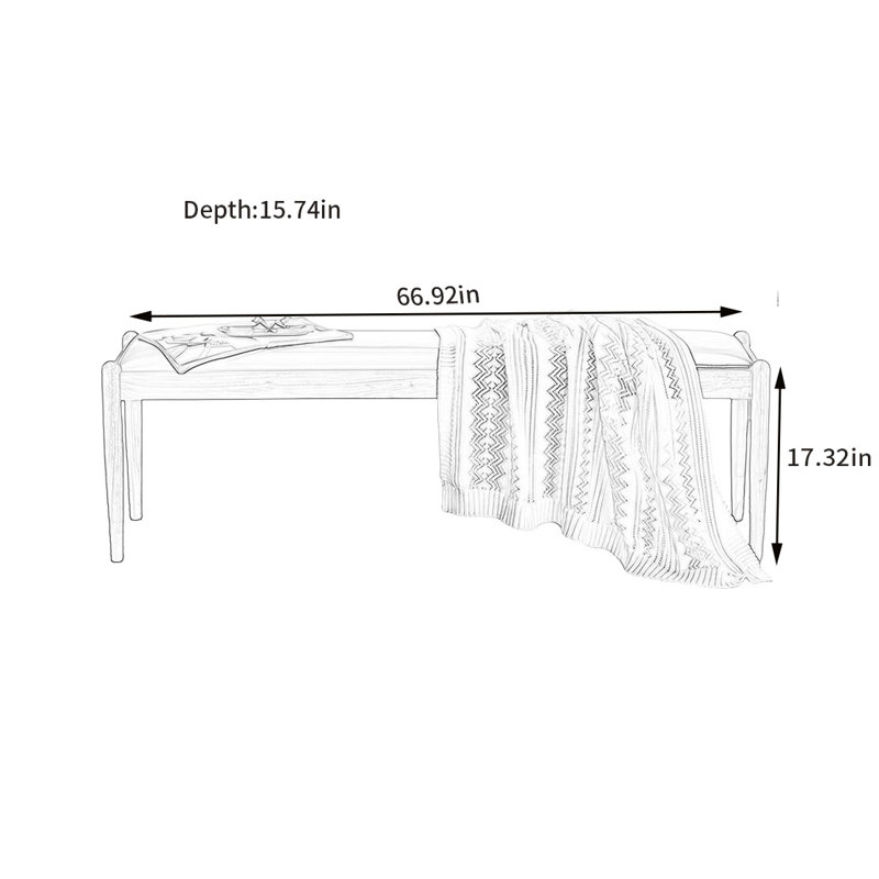 Naija Upholstered Bench, 17.32" H x 66.92" W x 15.74" D, Coffee