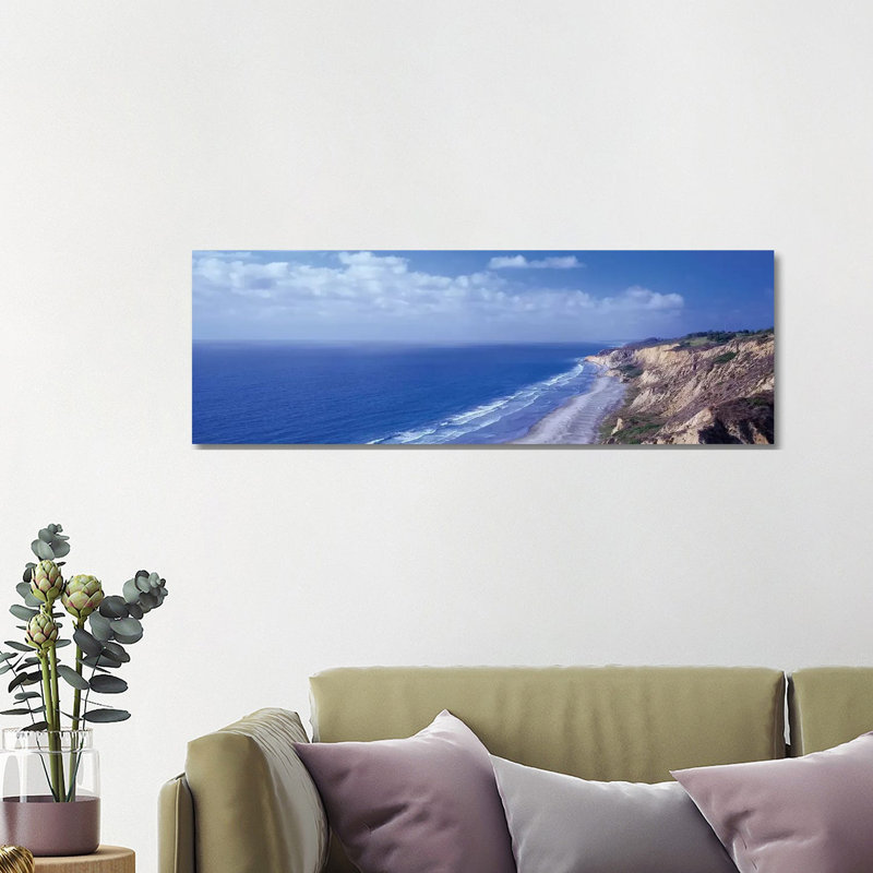 High Angle View Of A Coastline, Torrey Pines State Reserve, La Jolla, San Diego, California, USA by Panoramic Images - Wrapped Canvas Panoramic Print