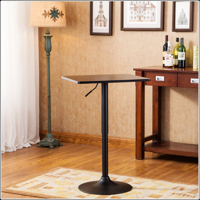 Table de bar en métal à hauteur réglable avec pieds et base noirs pour une utilisation polyvalente à la maison