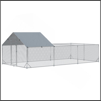 Large Chicken Coop Metal Chicken Run For Chickens With Waterproof And Anti-UV Cover, Spire Shaped Walk In Fence Cage Hen House For Outdoor And Yard Farm Use, 1" Dia, 9.8' X 19.7' X 6.4'