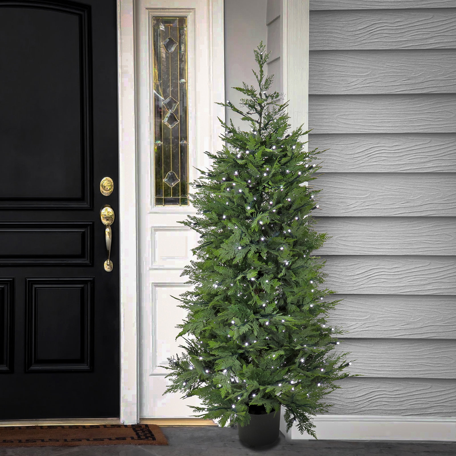 60" Pre-Lit Cypress Tree in Pot
