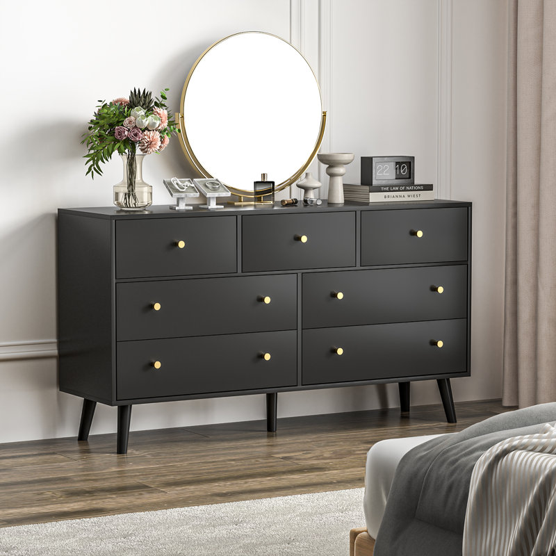 Commode 7 tiroirs Burt, Noir