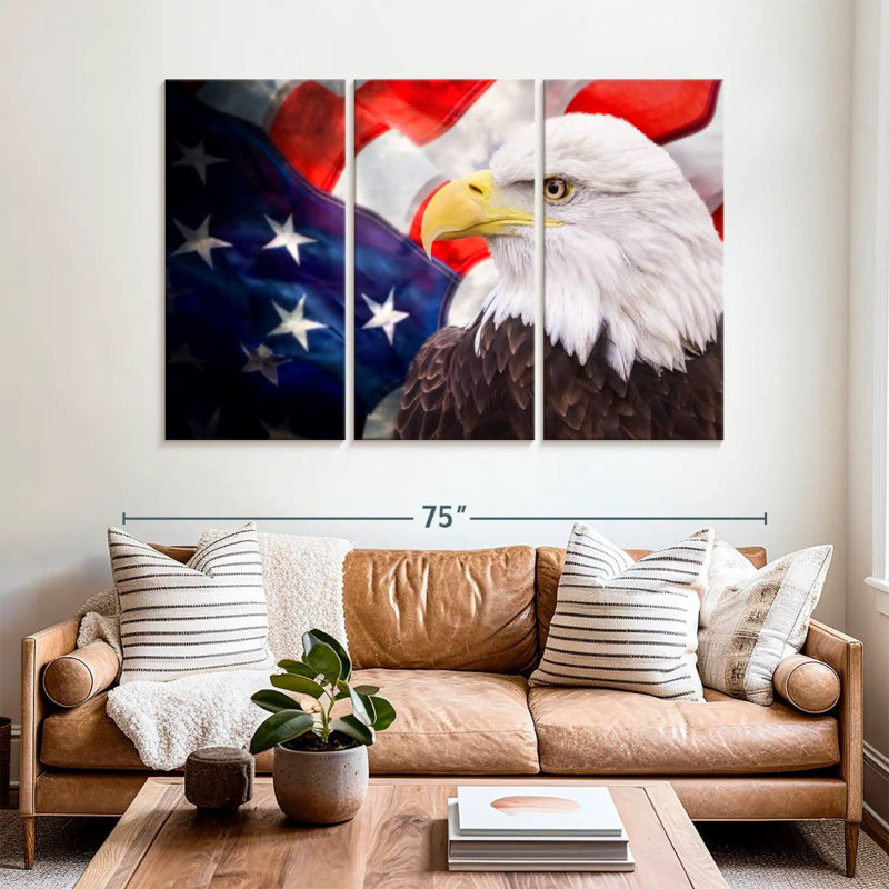Brampt USA Flag And American Eagle, 42" H x 65" W