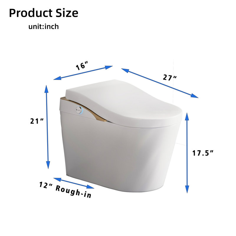 Modern Intelligent Toilet Without Water Tank, With Bidet, Automatic Flushing, Automatic Opening/Closing, Foam Shielding Function, White
