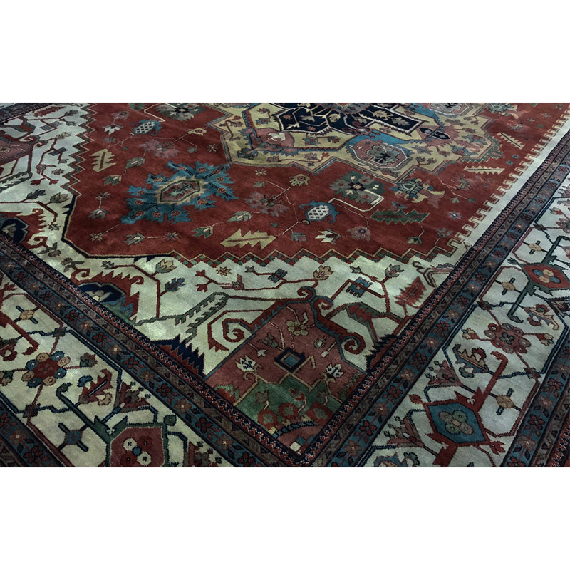 Tapis rouille et beige noué à la main de haute qualité